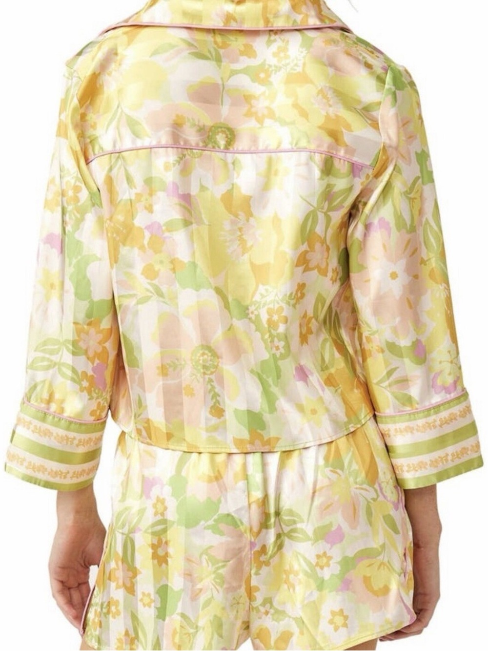 Free People Pillow Talk Satin Pajama Set in the "Lily Combo" - Picture 2 of 8